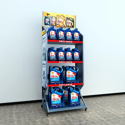 Oil Rack Shell Mobil No.1 Castrol Display Rack Oil Display Rack Wiper Lubricant Transmission Oil Spray Rack Automobile Products Rack Iron Rack 3d model