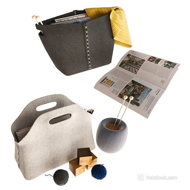 Open Travel Magazine With Scenic Photos Storage Basket Tote Bag And Home Decor 3d model 