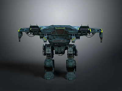 Sci Fi Mechanical Robot Character Featuring Armored Design And Green Yellow Accents 3d model