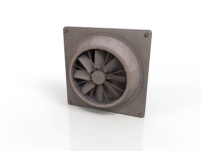 High Performance Industrial Fan With Square Metal Casing And Rotating Blades 3d model