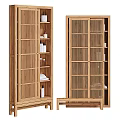 Bamboo Storage Cabinet With Sliding Doors And Shelves For Home Organization