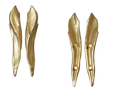 Golden Leaf Shaped Door Handles Elegant Decorative Design For Home Interiors 3d model