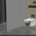 Modern Bathroom Sink Vanity with Oval Mirror Tiled Walls and Folded Towels