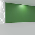 White Columns With Curved White Line Decorations On Both Sides In Room With Green Background Wall