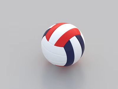 High Quality Volleyball With Red White And Blue Stripes For Sports Activities 3d model