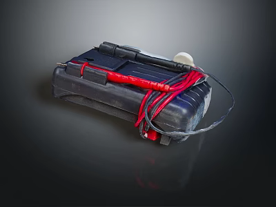 Portable Emergency Battery With Red And Black Cables And White Connector 3d model