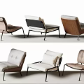 Contemporary Leisure Chairs Featuring Leather Upholstery Wooden Backs And Black Metal Legs