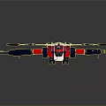 Mechanical Robot Figure With Red White Wings Armored Body And Weapon