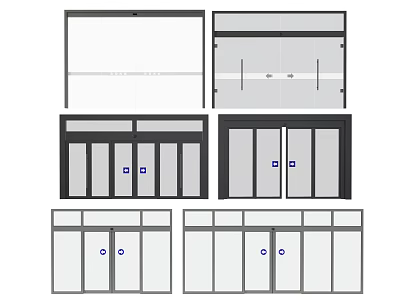 Various Modern Door Designs With Glass Panels Black Gray Frames And Handles 3d model