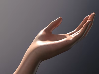 Woman's Extended Hand Showing Open Palm With Smooth Skin And Warm Glow 3d model