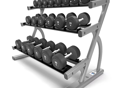 Fitness Equipment Multi Tier Dumbbell Rack With Various Weight Plates For Gym Use 3d model