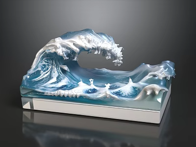 Stylish Ocean Wave Shaped Sofa And Coffee Table Combination For Elegant Modern Living Room 3d model