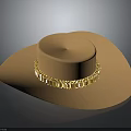 Stylish Brown Wide Brimmed Hat With Golden Decorative Band For Fashion Look