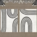 Modern Square Carpet Geometric Stripe Fabric Carpet 3d model