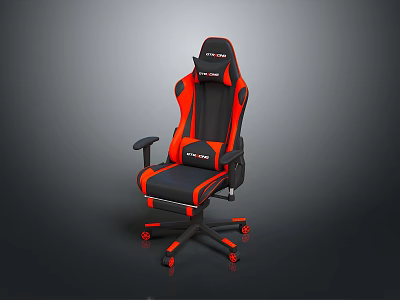 Black and Red Gaming Chair With Adjustable Armrests Wheels And Branded Backrest 3d model