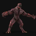 Red Muscular Scaled Monster Character With Sharp Teeth And Claws In Standing Pose 3d model