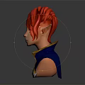 Fantasy Elf Character 3D Portrait with Pink Hair Blue Eyes Blue Gold Outfit and Choker