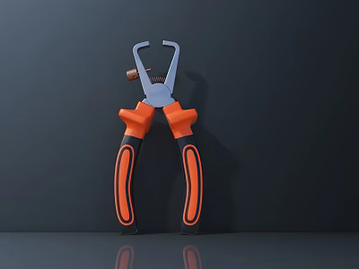 Professional Adjustable Pliers With Orange Black Handles And Metal Screw 3d model
