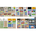 Retail Display Shelves With Multiple Tiers And Various Colorful Products In Modern Setting