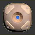 Cosmic Orbital Probe Featuring Metallic Spherical Body And Blue Core Surface Panels
