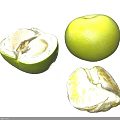 Fresh Green Pomelo Fruit With Whole Cut Open White Flesh And Peeled Segments