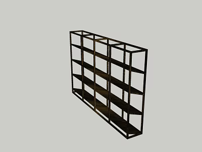 Modern Open Wine Cabinet With Multiple Shelves And Black Frame Design 3d model