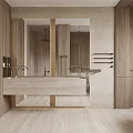 Modern Wood Accented Bathroom With Freestanding Bathtub Toilet Glass Shower