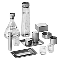 Modern Tableware Set with Glass Bottles Metal Containers and Serving Trays 3d model