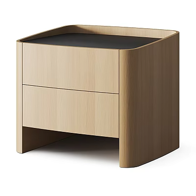Modern Light Wood Bedside Table With Two Drawers And Minimalist Design 3d model