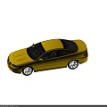 Yellow Two Door Car With Black Windows And Silver Wheels 3d model