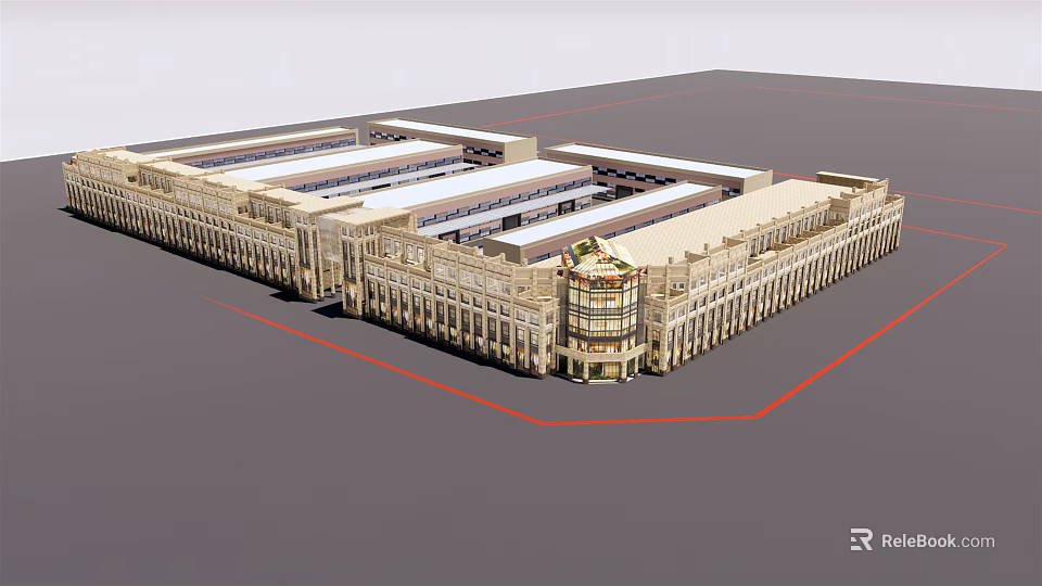 Elegant Commercial Street With Ornate Classical Architecture And Multiple Storefronts 3d model 
