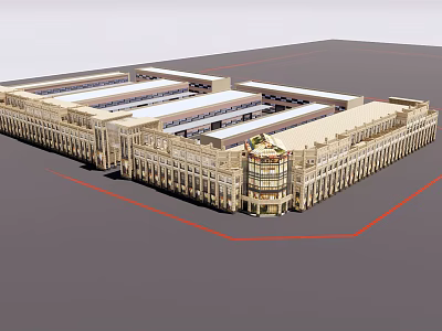 Elegant Commercial Street With Ornate Classical Architecture And Multiple Storefronts 3d model
