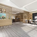 Modern Office Interior With Wooden Desks Leather Chairs Large Windows Bookshelves And Fish Tank