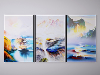 Modern Oil Painting Watercolor Hanging Painting Decorative Painting 3d model