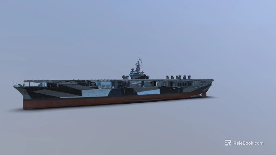 Modern Aircraft Carrier Featuring Flight Deck Island Structure And Gray Hull Design 3d model