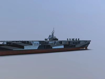 Modern Aircraft Carrier Featuring Flight Deck Island Structure And Gray Hull Design 3d model