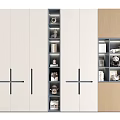 Modern Wardrobe Interior With White Wooden Finish Cross Handle And Open Shelves For Storage