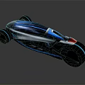 Futuristic Concept Vehicle With Streamlined Body Blue Accent Lights And Aerodynamic Wheels