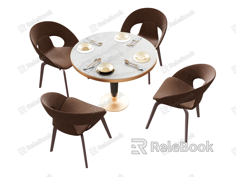 Dining Table and Chair Dining Chair Leisure Chair Coffee Chair Backrest Chair Round Table Marble Dining Table Tableware model