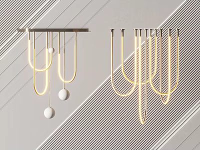Modern Geometric Chandelier With Ring Shaped LED Lights And Sphere Decorations 3d model
