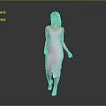 Little Girl In Pink Dress Walking Against Gray Gradient Background