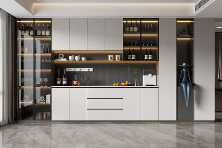 Modern Wine Cabinet Sideboard Tableware Glass Wine Cabinet Ornaments 3d model