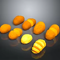 Fresh Yellow Potatoes Displayed As Whole And Sliced On Black Background