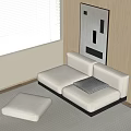 modern double sofa cushion 3d model