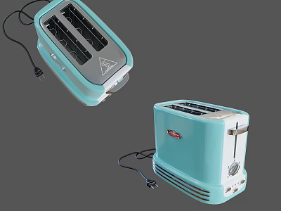Turquoise Toasters Stylish Kitchen Appliances With Classic Design And Countertop Use 3d model