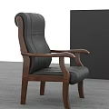 Classic Office Chair With Wooden Armrests Leather Seat And Comfortable Backrest Design