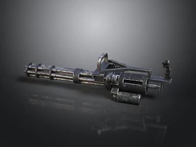 Vintage Metallic Weapon With Intricate Mechanical Barrel And Grip Structure 3d model