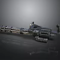 Vintage Metallic Weapon With Intricate Mechanical Barrel And Grip Structure