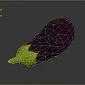 Fresh Ripe Purple Eggplant With Green Stem Isolated On Gray Background