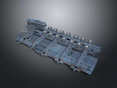 Sci Fi Character Interacting With Alien Creature On Mechanical Platform With Circular Devices 3d model